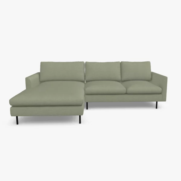 freistil 134 Sofa mit Longchair in der Breite ca. 274 cm im Stoff-Bezug 6574 betongrau aus der Rueckansicht