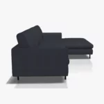 freistil 134 Sofa mit XL-Longchair in der Breite ca. 314 cm aus der seitlichen Perspektive im Leder-Bezug 9045 schwarzblau, Semianilinleder leicht pigmentiert