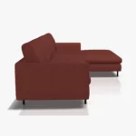 freistil 134 Sofa mit XL-Longchair in der Breite ca. 314 cm aus der seitlichen Perspektive im Leder-Bezug 9046 purpurrot, Semianilinleder leicht pigmentiert