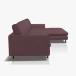 freistil 134 Sofa mit XL-Longchair in der Breite ca. 314 cm aus der seitlichen Perspektive im Stoff-Bezug 6319 purpurviolett