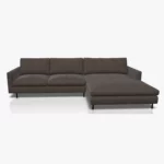 freistil 134 Sofa mit XL-Longchair in der Breite ca. 314 cm im Leder-Bezug 9228 umbragrau, Nubukleder mit leicht pigmentierter Zurichtung