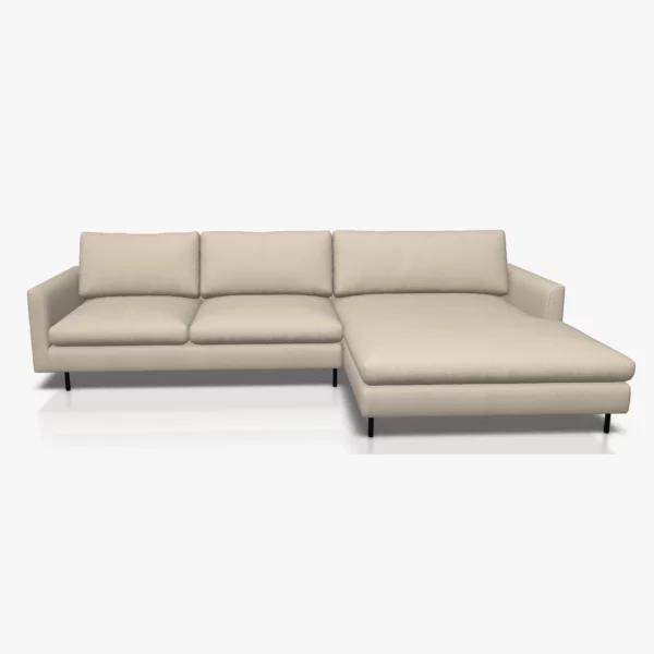 freistil 134 Sofa mit XL-Longchair in der Breite ca. 314 cm im Stoff-Bezug 6310 hellelfenbein