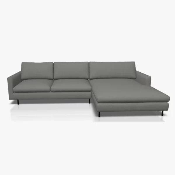 freistil 134 Sofa mit XL-Longchair in der Breite ca. 314 cm im Stoff-Bezug 6313 eisengrau