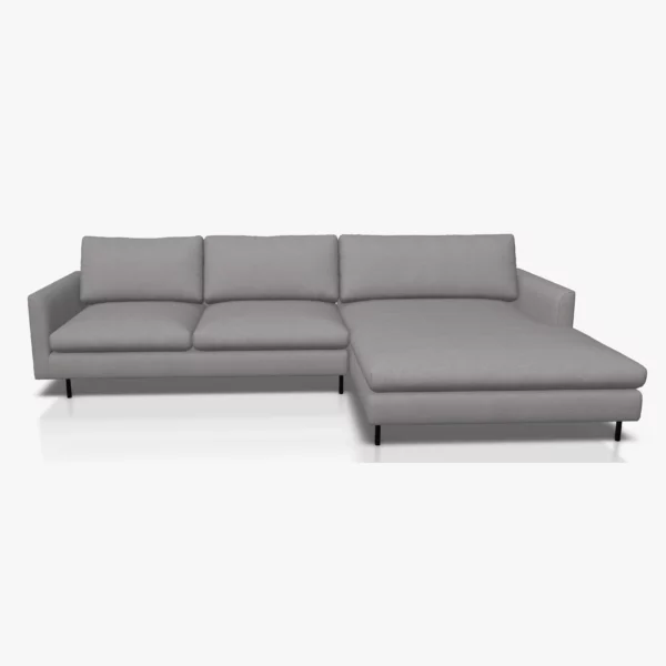 freistil 134 Sofa mit XL-Longchair in der Breite ca. 314 cm im Stoff-Bezug 6465 platingrau