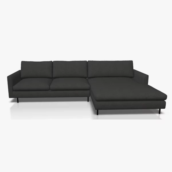 freistil 134 Sofa mit XL-Longchair in der Breite ca. 314 cm im Stoff-Bezug 6512 schwarzgrau