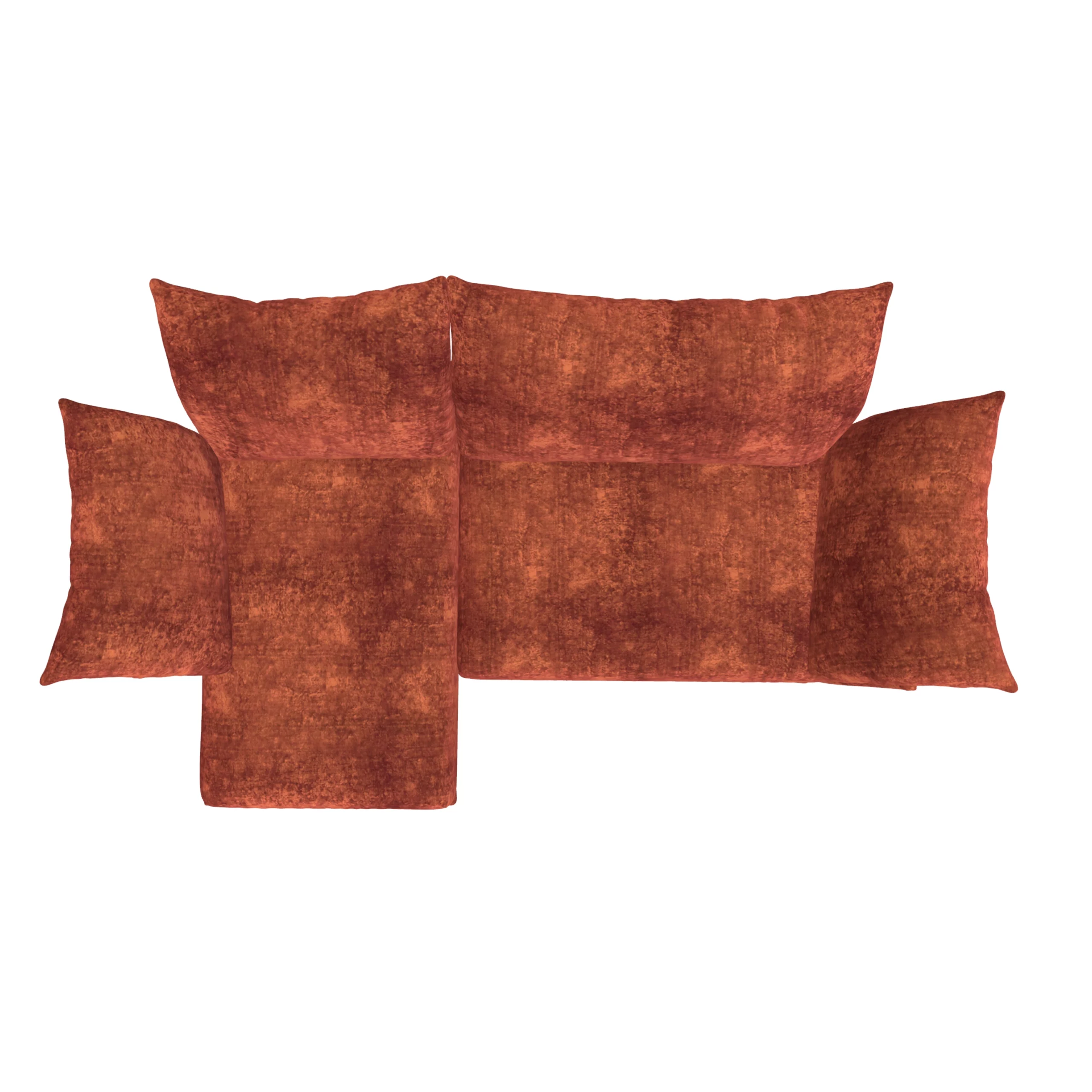 Bretz ESFERA Ecksofa HLI102 aus der Vogelperspektive im Bezug 641968 terra cotta