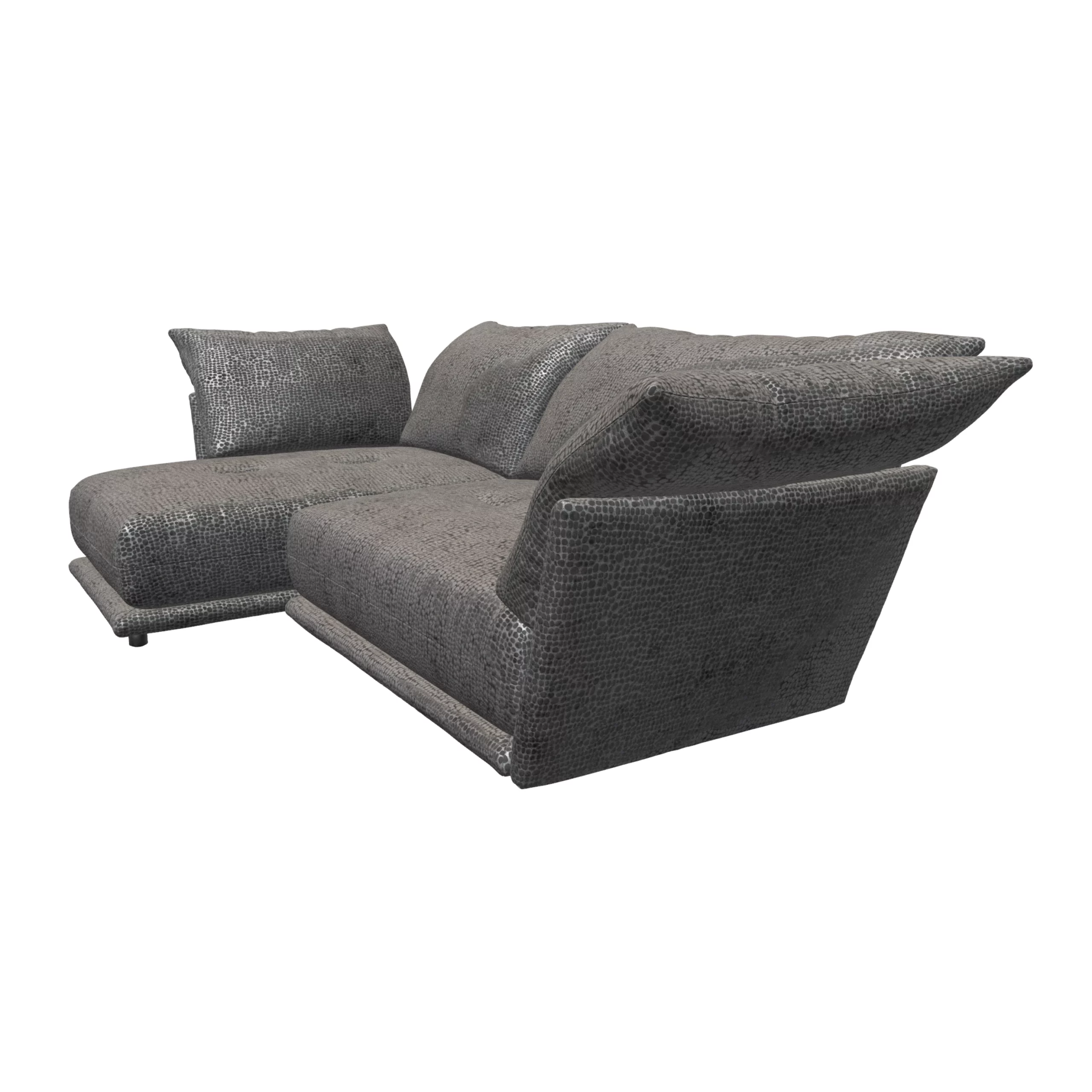Bretz ESFERA Ecksofa HLI102 aus der seitlichen Perspektive im Bezug 631584 grey drops
