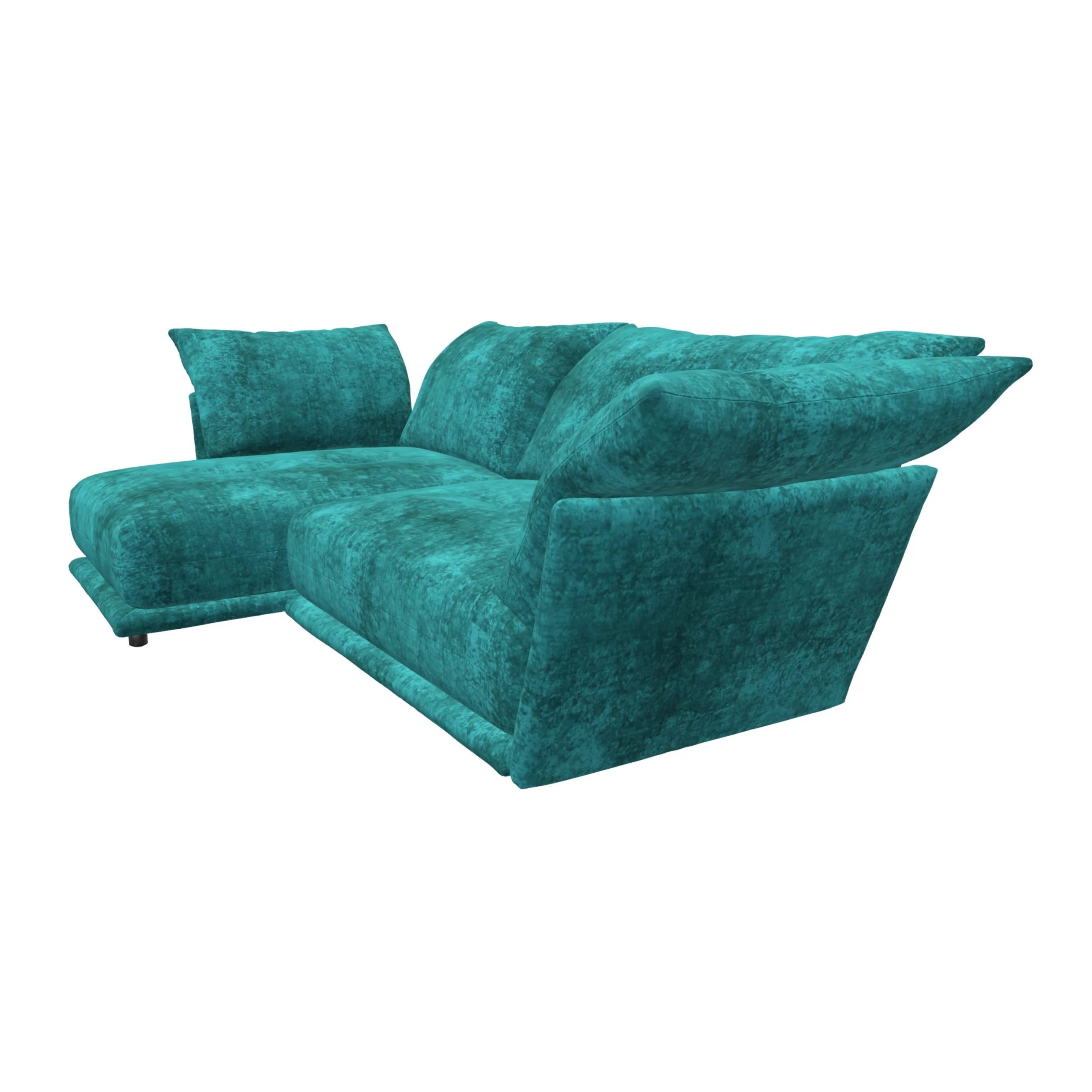 Bretz ESFERA Ecksofa HLI102 aus der seitlichen Perspektive im Bezug 641934 dark cyan