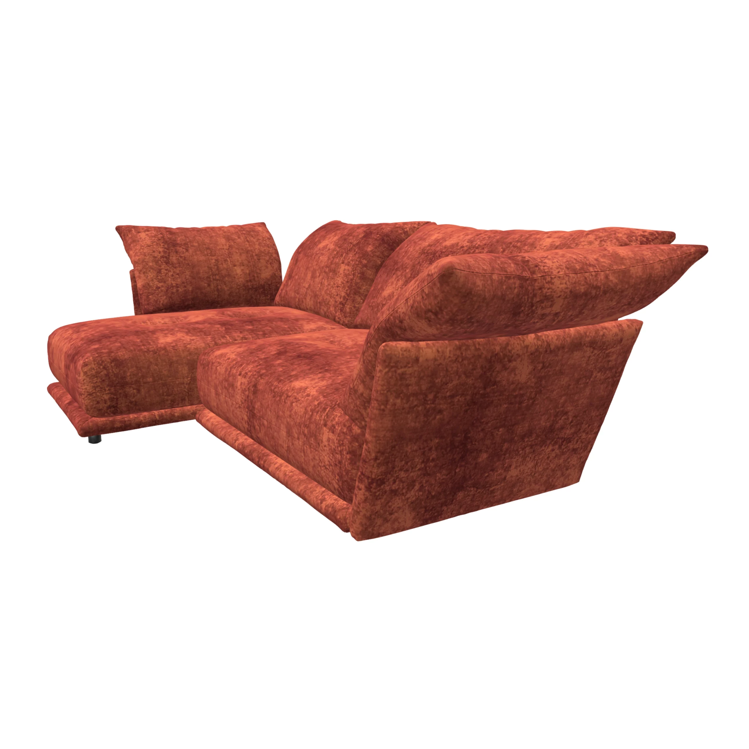 Bretz ESFERA Ecksofa HLI102 aus der seitlichen Perspektive im Bezug 641968 terra cotta