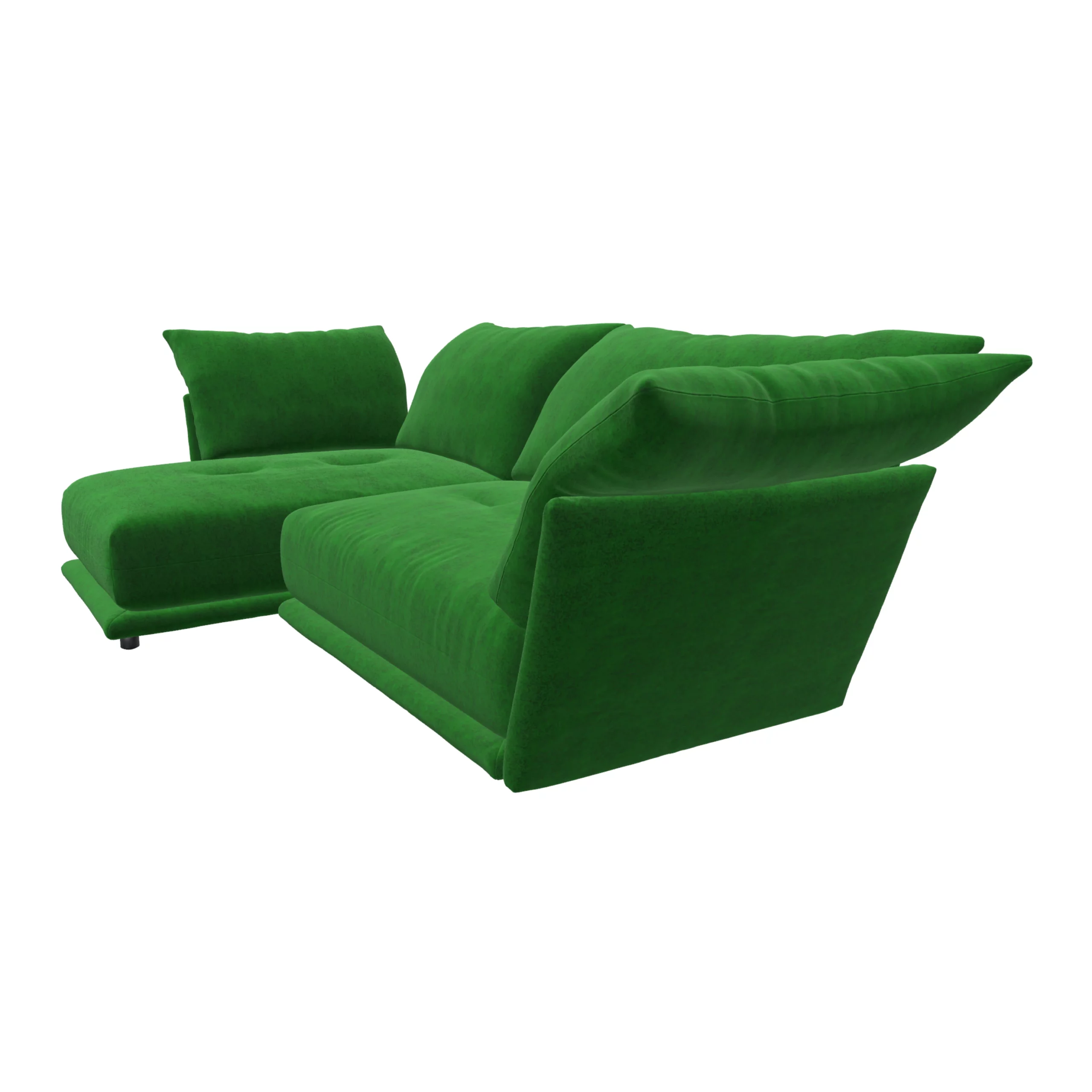 Bretz ESFERA Ecksofa HLI102 aus der seitlichen Perspektive im Bezug 668430 rain forest