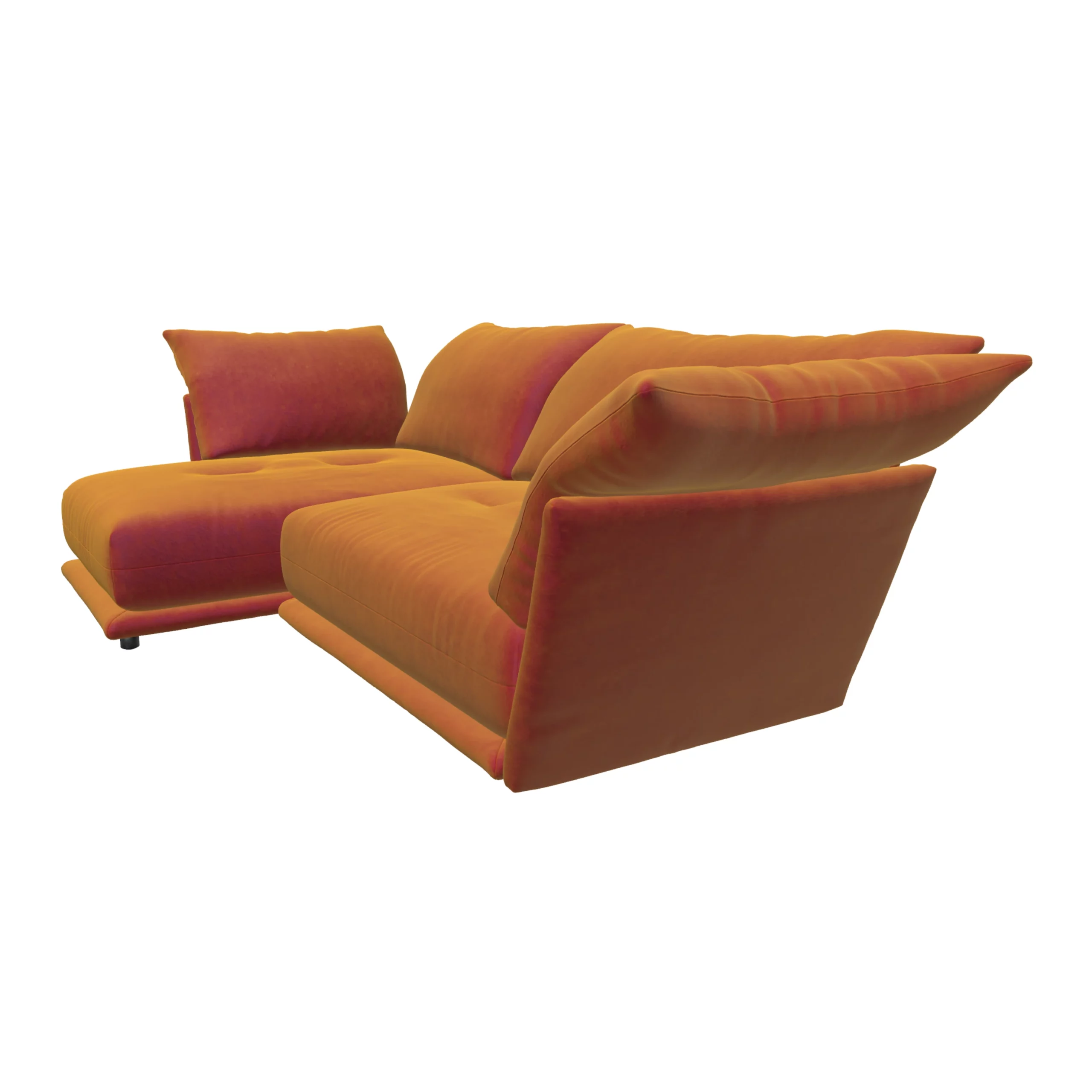 Bretz ESFERA Ecksofa HLI102 aus der seitlichen Perspektive im Bezug 668466 goldfish