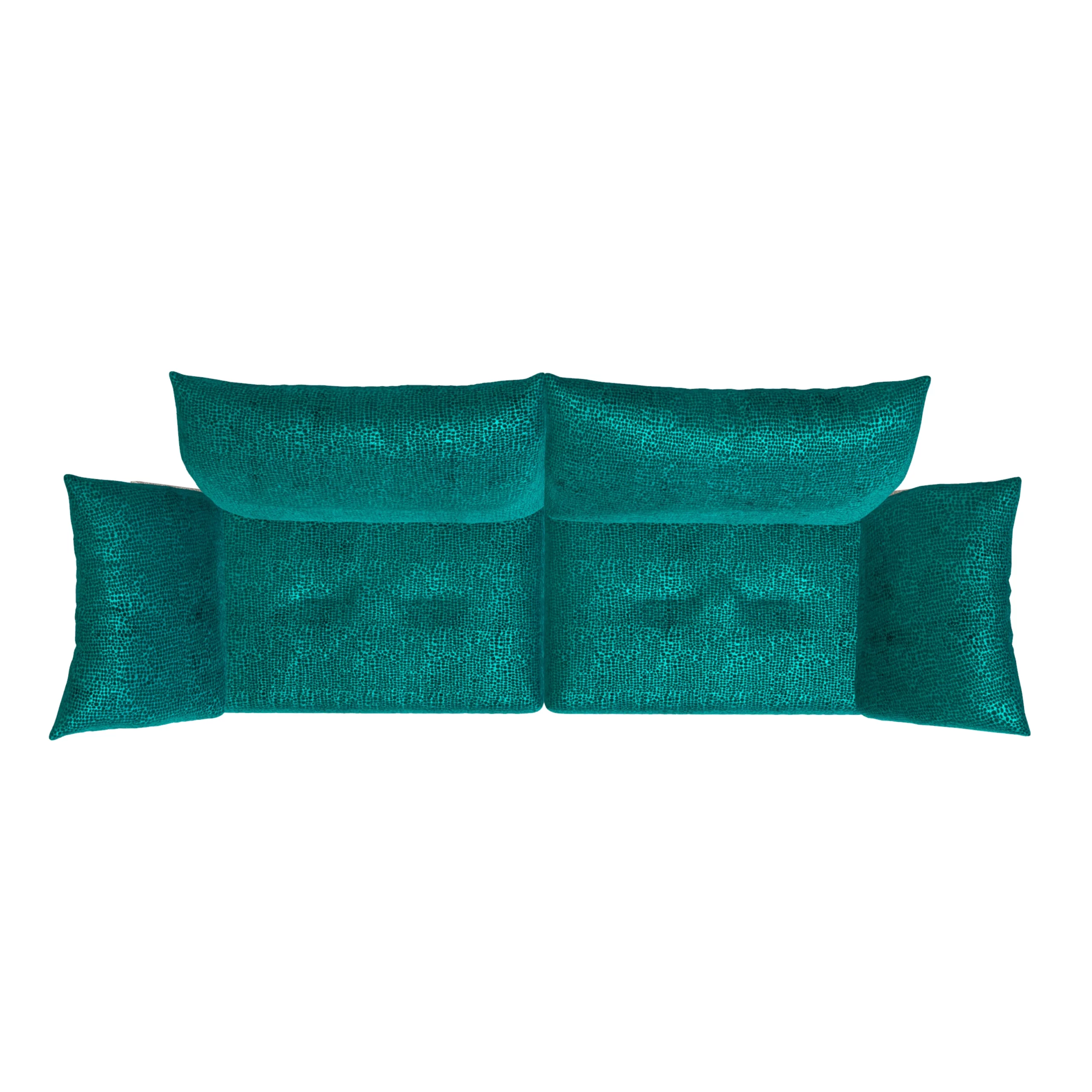 Bretz ESFERA Sofa G102 aus der Vogelperspektive im Bezug 631524 blue drops