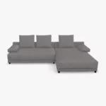 freistil 142 Sofa mit Longchair rechts in der Breite ca. 310 cm im Stoff-Bezug 4080 schwarz-weiss-grau