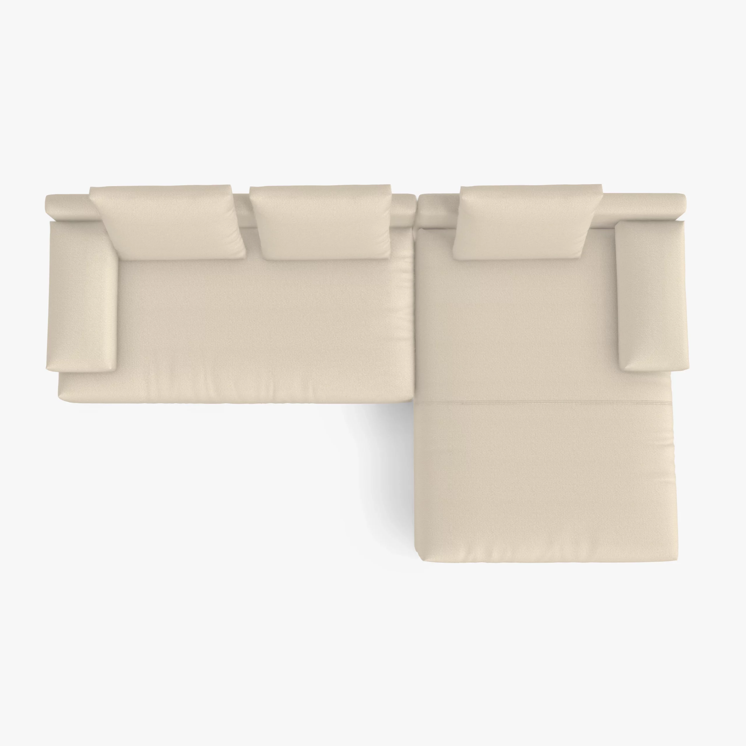 freistil 142 Sofa mit Longchair rechts in der Breite ca. 310 cm aus der Vogelperspektive im Stoff-Bezug 6310 hellelfenbein