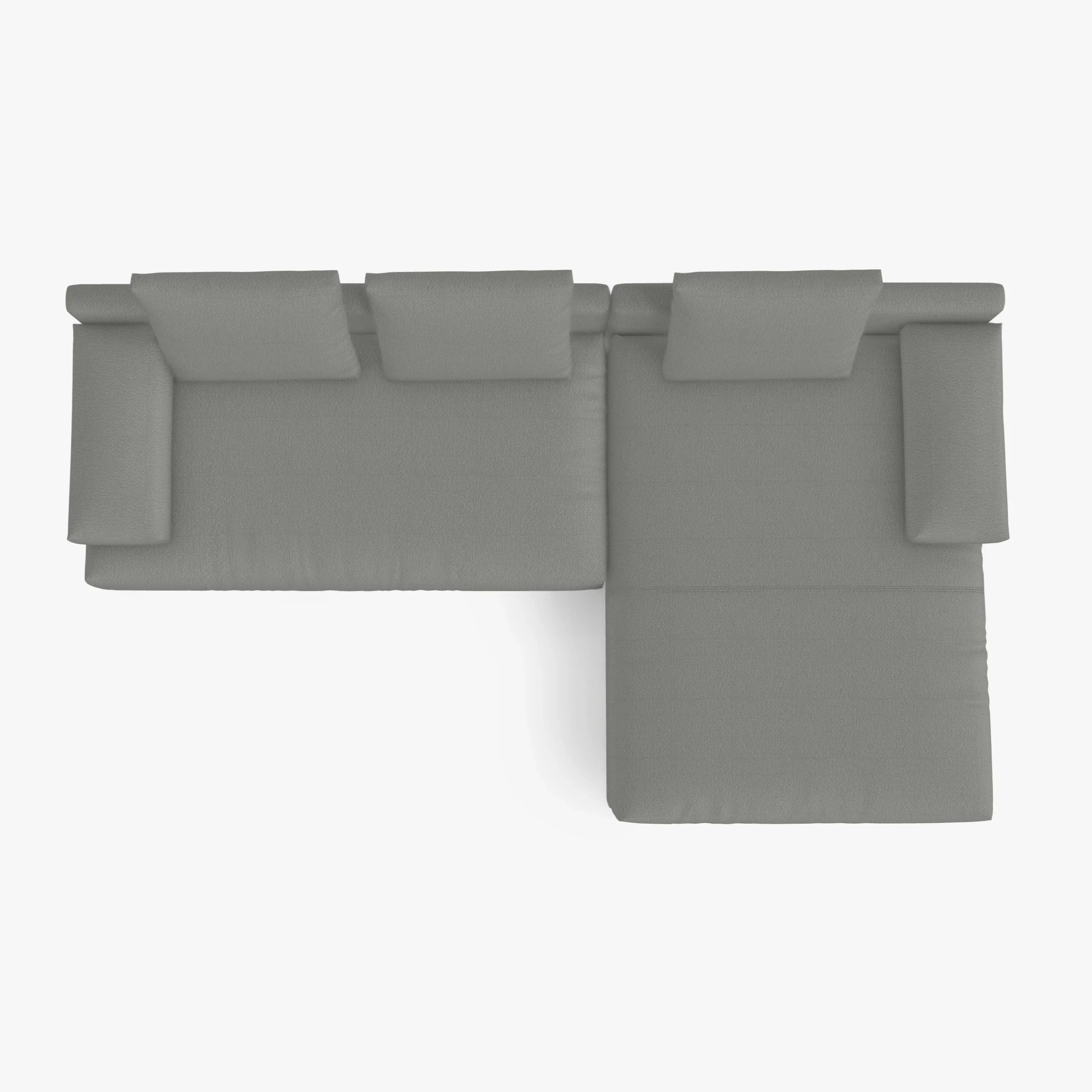 freistil 142 Sofa mit Longchair rechts in der Breite ca. 310 cm aus der Vogelperspektive im Stoff-Bezug 6313 eisengrau