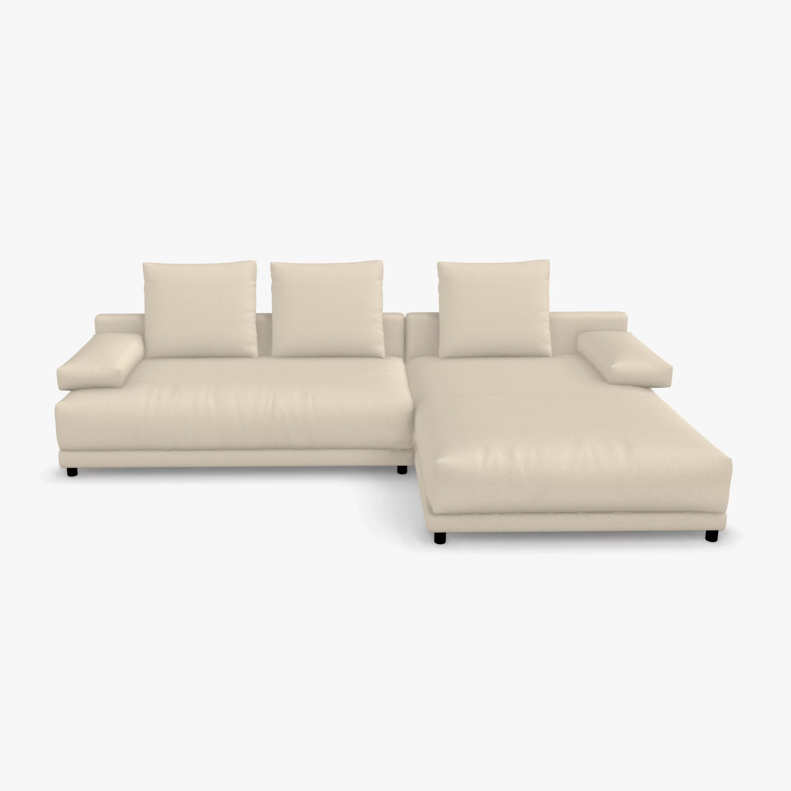 freistil 142 Sofa mit Longchair rechts in der Breite ca. 310 cm im Stoff-Bezug 6310 hellelfenbein