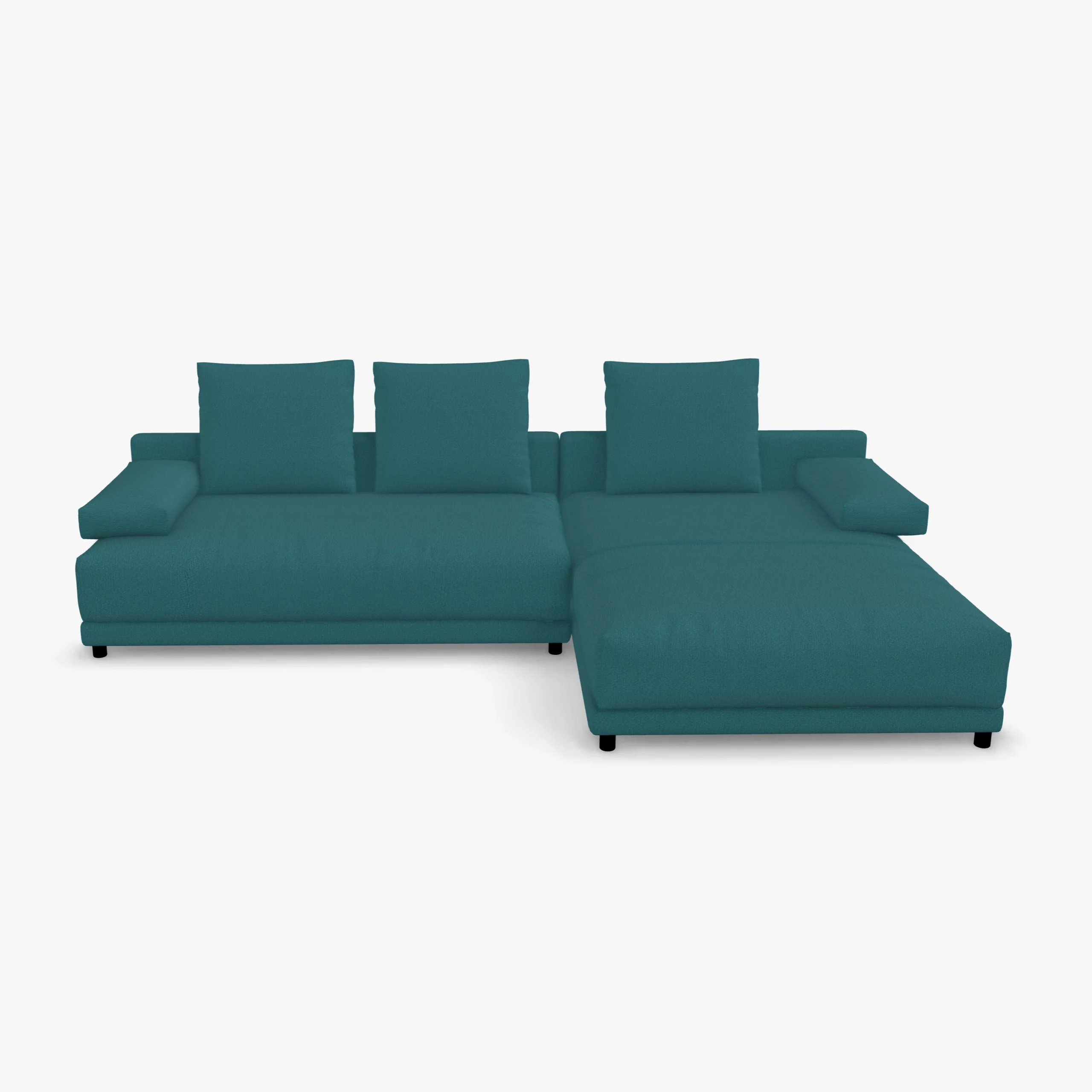 freistil 142 Sofa mit Longchair rechts in der Breite ca. 310 cm im Stoff-Bezug 6316 ozeanblau