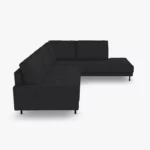 freistil 170 Ecksofa ca. 287 cm x 213 cm aus der seitlichen Perspektive im Leder-Bezug 9230 schwarzblau, Nubukleder mit leicht pigmentierter Zurichtung