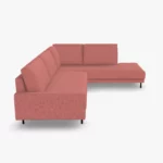 freistil 170 Ecksofa ca. 287 cm x 213 cm aus der seitlichen Perspektive im Stoff-Bezug 4062 gelborange-violett