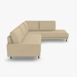 freistil 170 Ecksofa ca. 287 cm x 213 cm aus der seitlichen Perspektive im Stoff-Bezug 6573 perlweiss