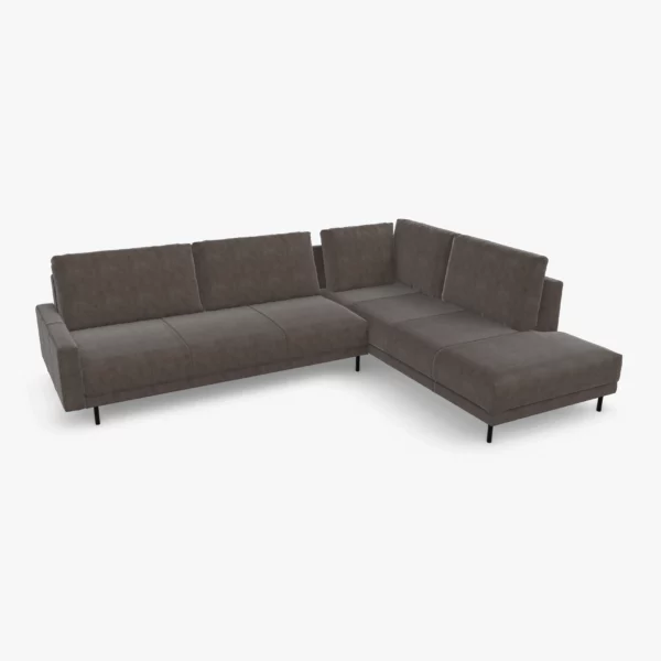 freistil 170 Ecksofa ca. 287 cm x 213 cm im Leder-Bezug 9228 umbragrau, Nubukleder mit leicht pigmentierter Zurichtung